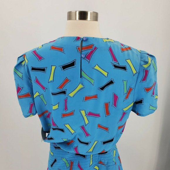 Charles Bianco Vintage Silk Geometric Print Dress - Picture 7 of 9